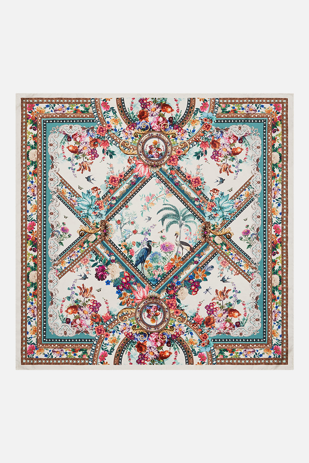 CAMILLA silk scarf in Plumes and Parterres print