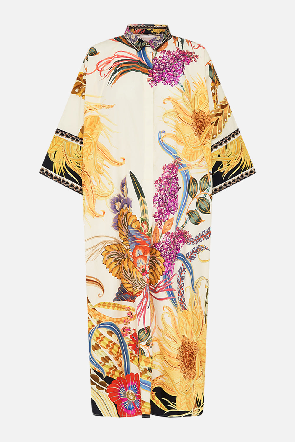 CAMILLA silk kaftan in Sunflowers On My Mind print