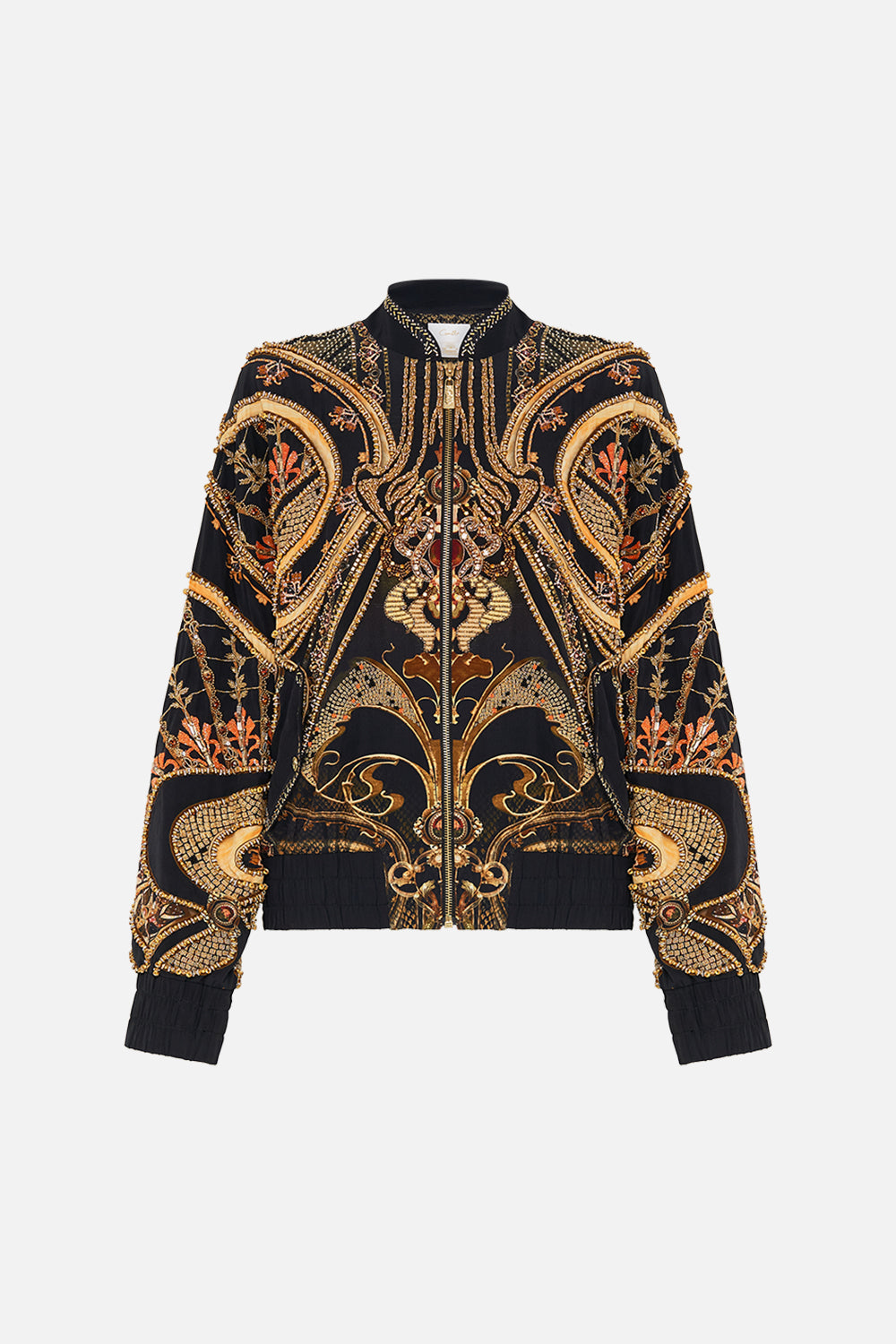 CAMILLA  designer bomber jacket in Nouveau Noir print