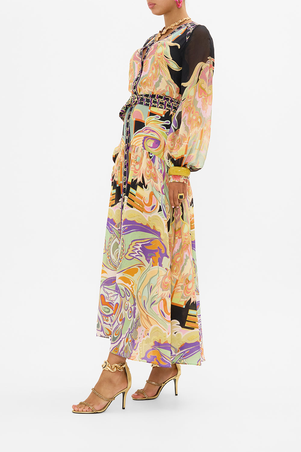 CAMILLA dress with belt in Club Cinemania print
