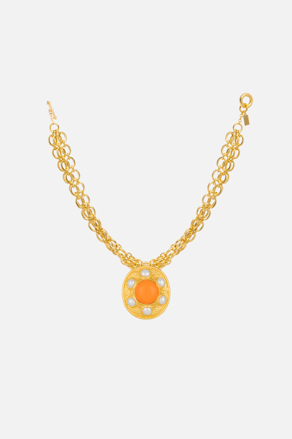 CAMILLA gold necklace with orange coral