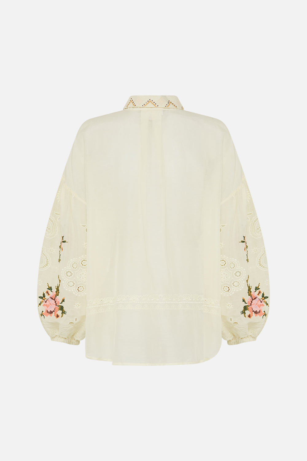 CAMILLA Embroidered Balloon Sleeve Shirt Blouse in Honour of Heirlooms print