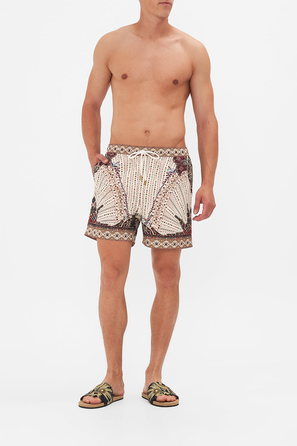 Hotel Franks By CAMILLA Mid Length Boardshort in Nomad Nature Print. 