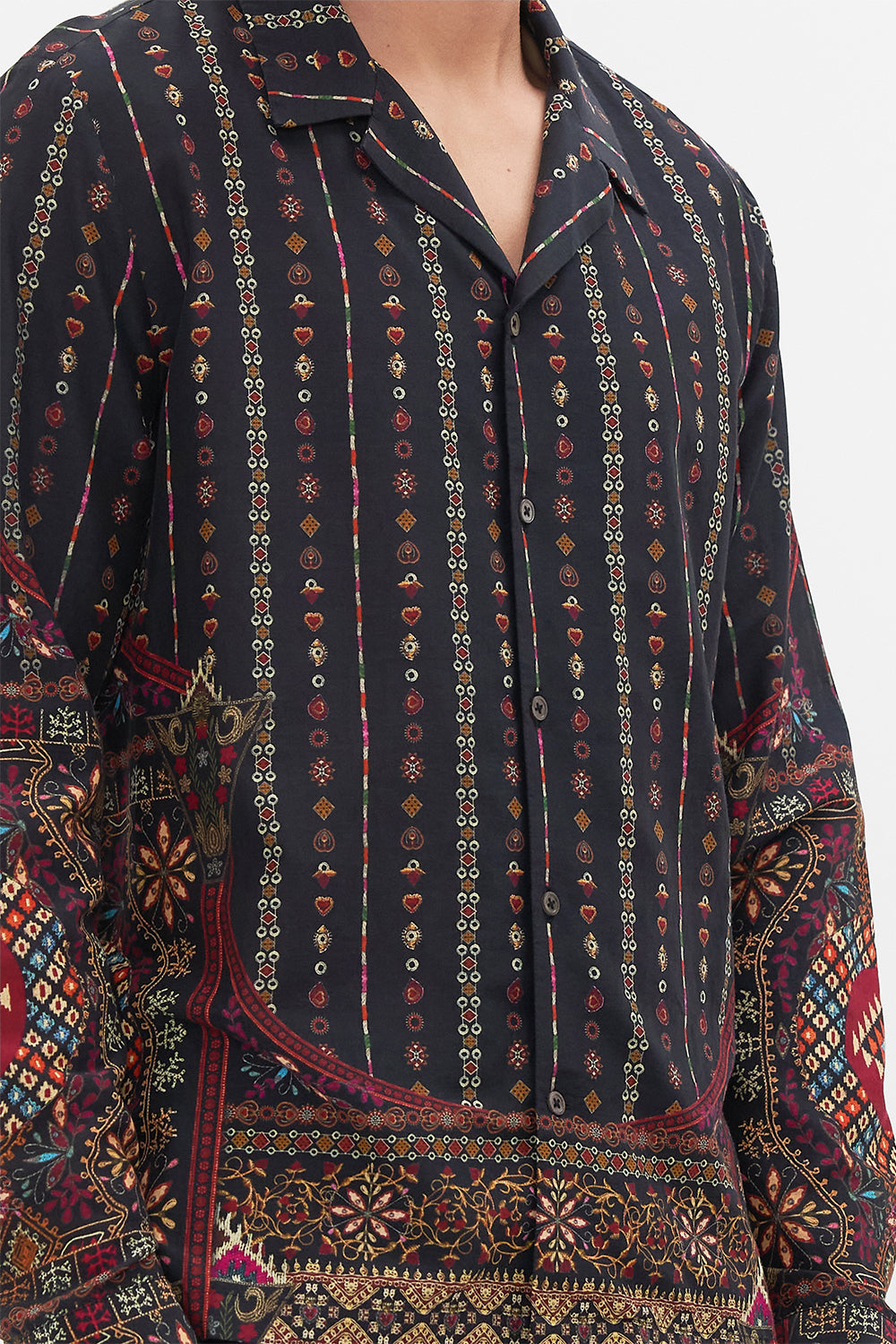 CAMILLA Half Placket Tunic Shirt in Nomad Nature print.