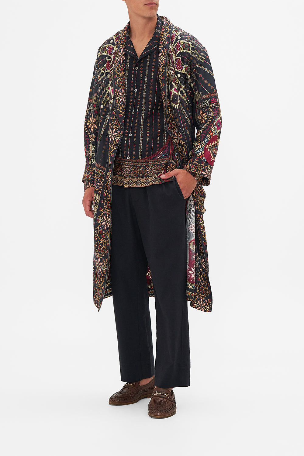 CAMILLA Half Placket Tunic Shirt in Nomad Nature print.