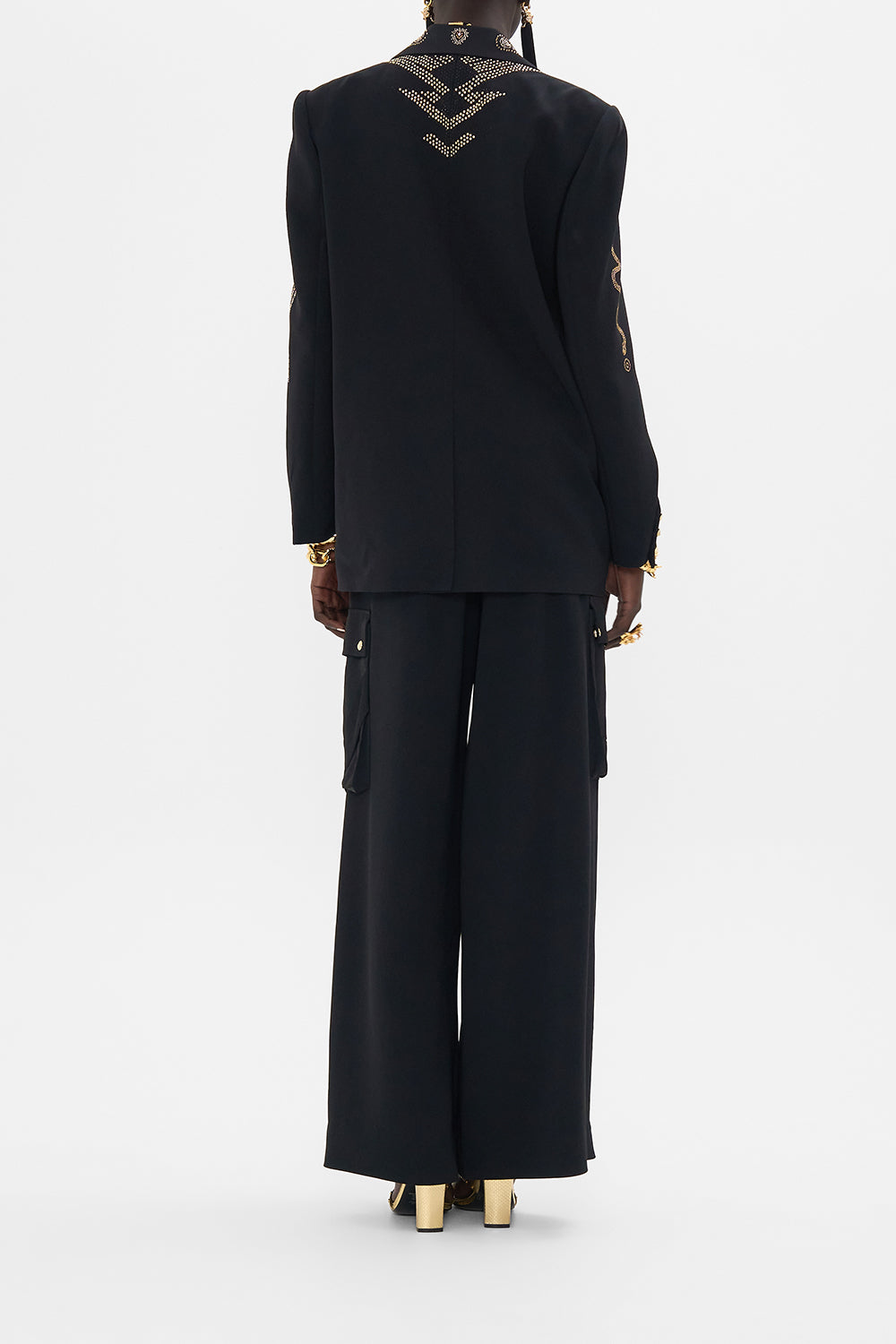 CAMILLA Jacket With Sleeve Cut Out Detail in Cartouche Kingdom print. 