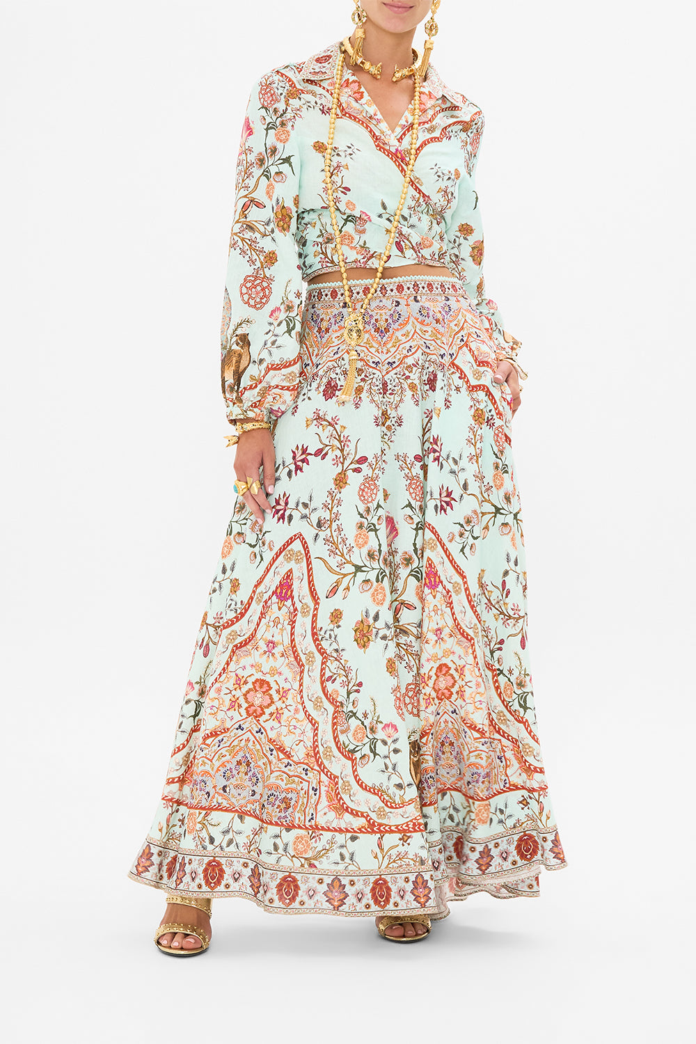 CAMILLA Maxi Circle Skirt in Weaving Worlds print