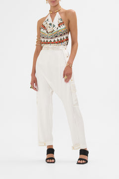 CAMILLA Draped Top with Hardware in Valley Of The Queens print