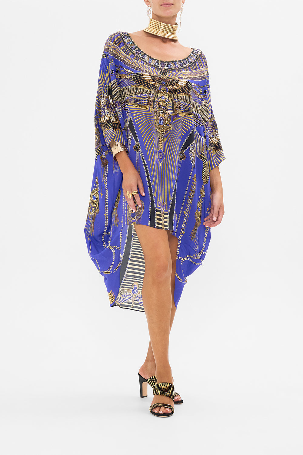 CAMILLA Scoop Back Hem Dress in My Fair Pharaoh print. 