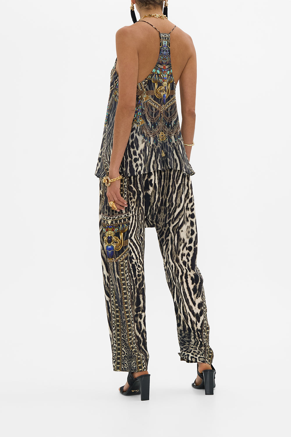CAMILLA Pocket Harem Pant in Cat Worship print. 