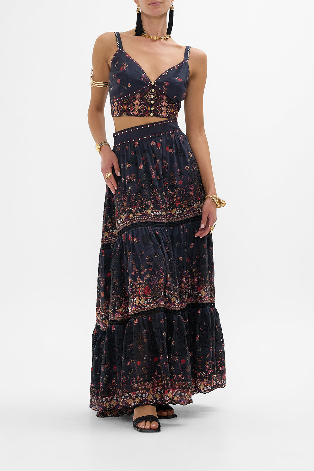 CAMILLA Embroidered Bralette in Loom to Tomb print