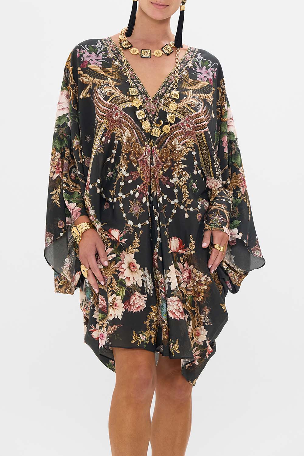 CAMILLA t shape kaftan in Dynasty Daze print. 