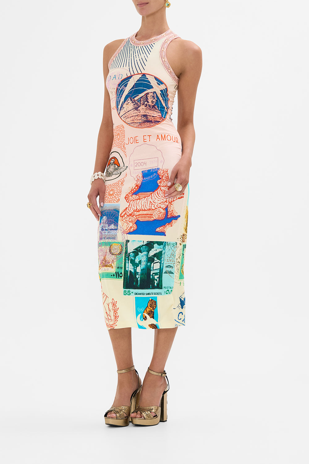 CAMILLA  jersey tank dress in Haute Passport print.  