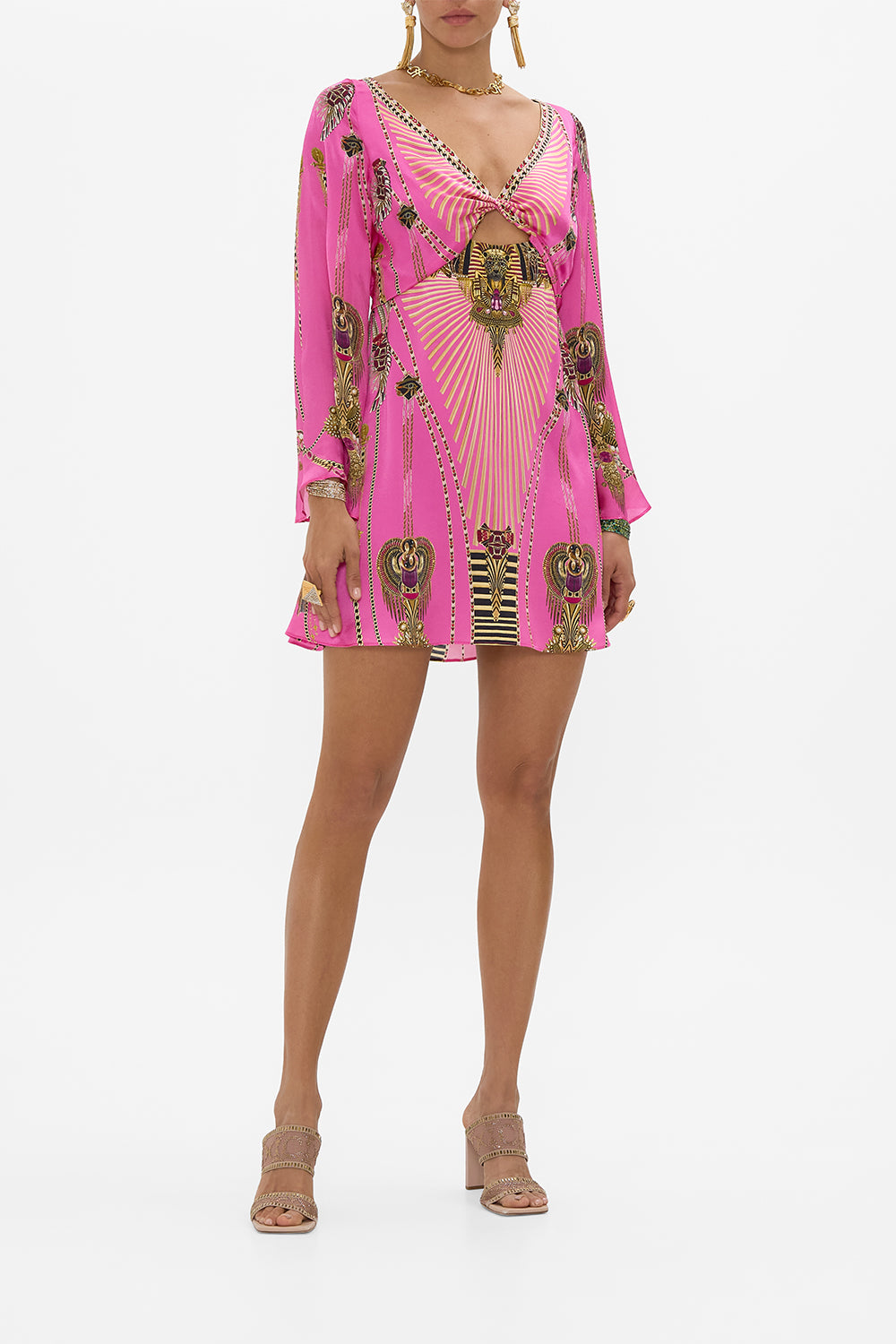 CAMILLA Long Sleeve Twist Dress in Oasis Oracle print. 