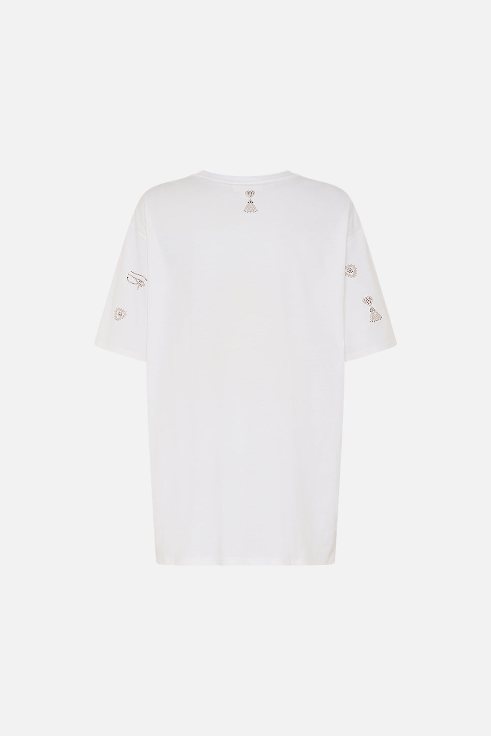 CAMILLA Oversized Band Tee in White Valley of the Queens print