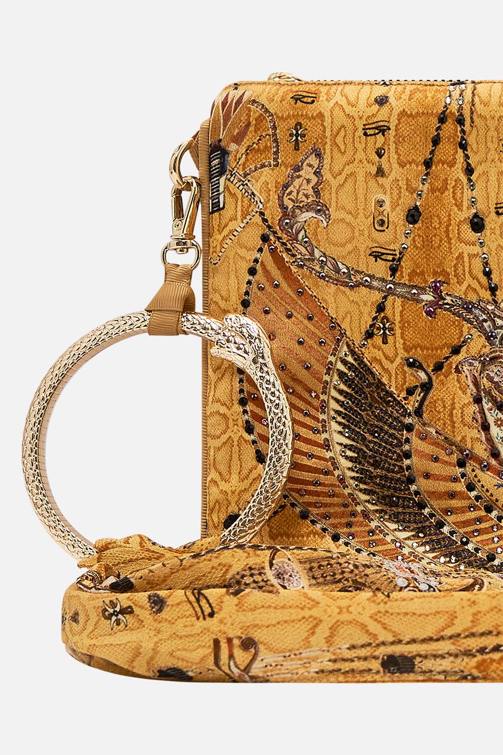 CAMILLA Gold Ring Scarf Clutch in Valley of the Kings Print