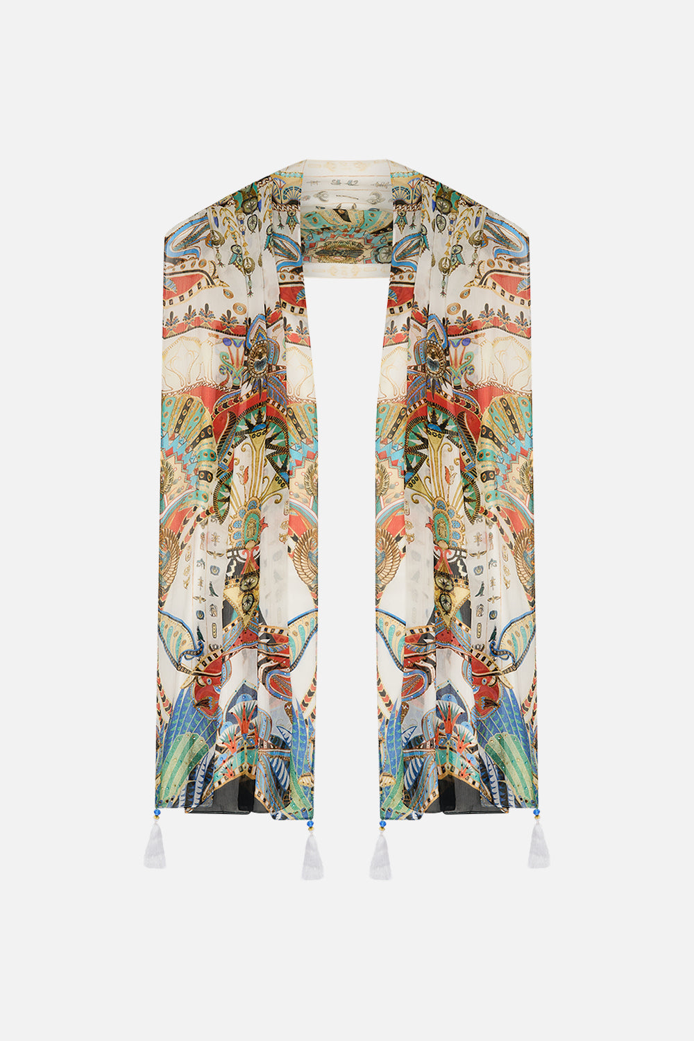 CAMILLA Long Scarf in Valley Of The Queens print.