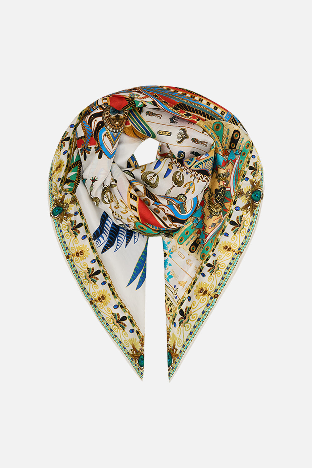 CAMILLA Large Square Scarf in Valley of the Queens print