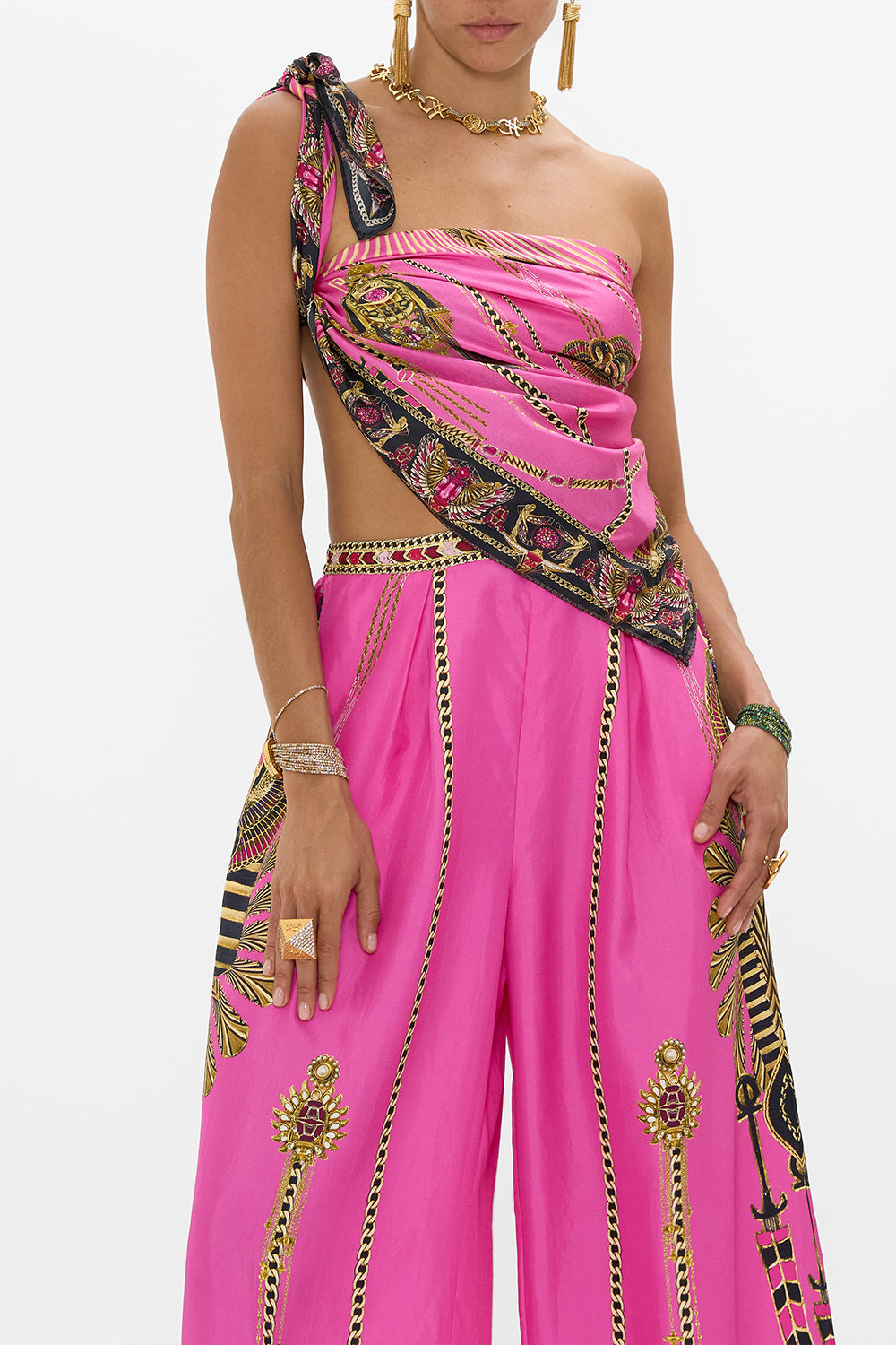 CAMILLA Large Square Scarf in Song Of The Scarab print. 