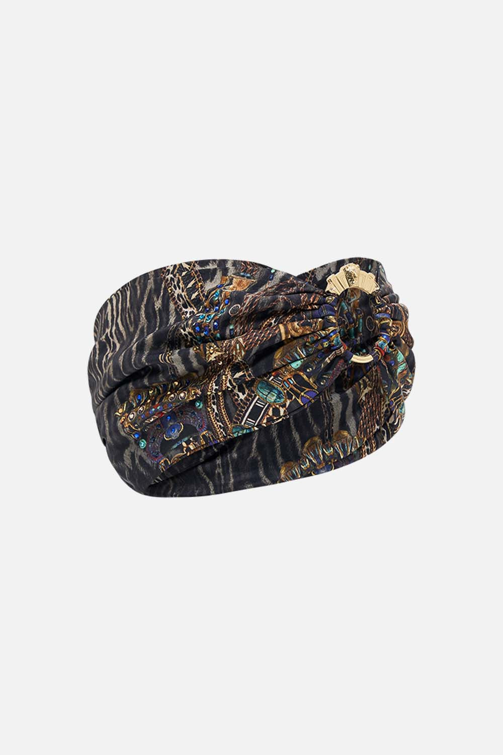 CAMILLA Ring Headband in Cat Worship print. 