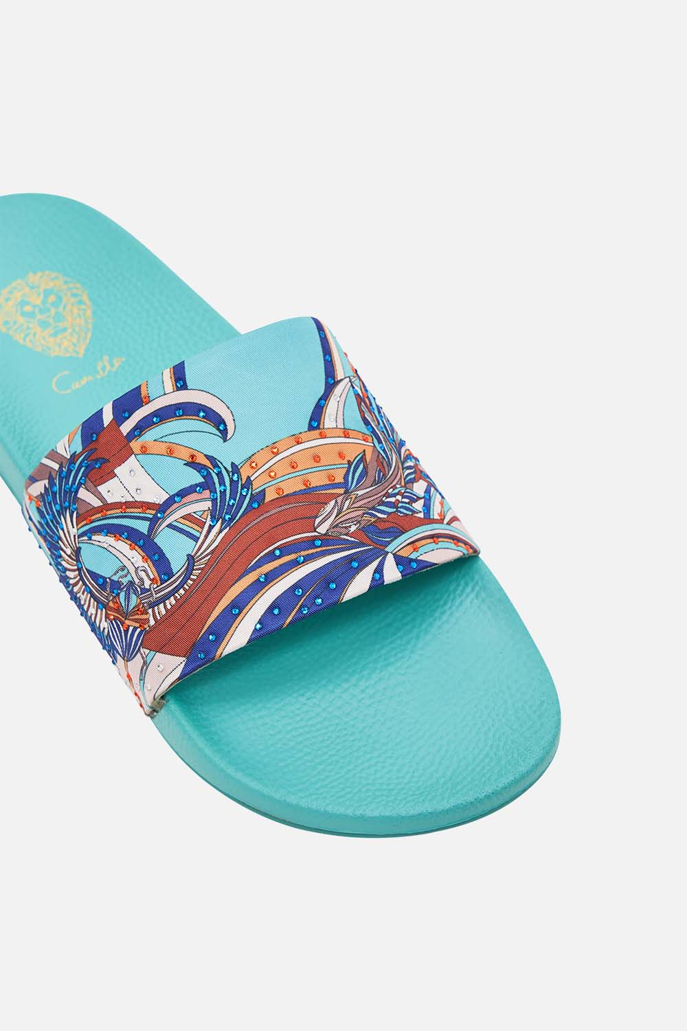 CAMILLA Amellia Pool Slides in Oasis Oracle print. 
