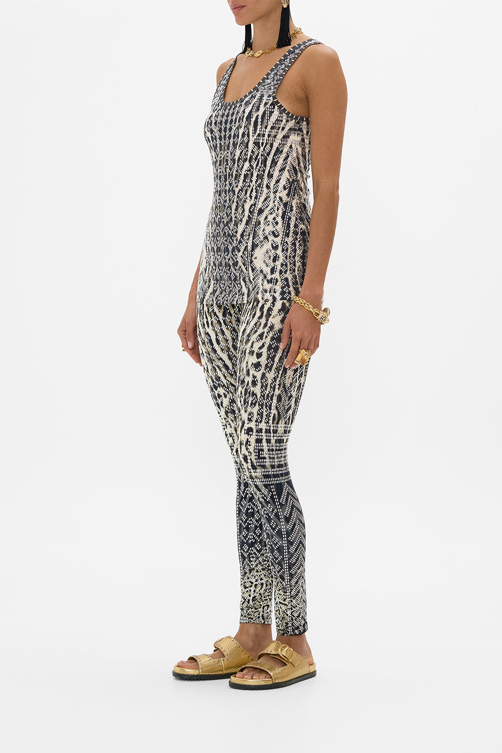 CAMILLA Hotfix Leggings in Cat Worship print. 