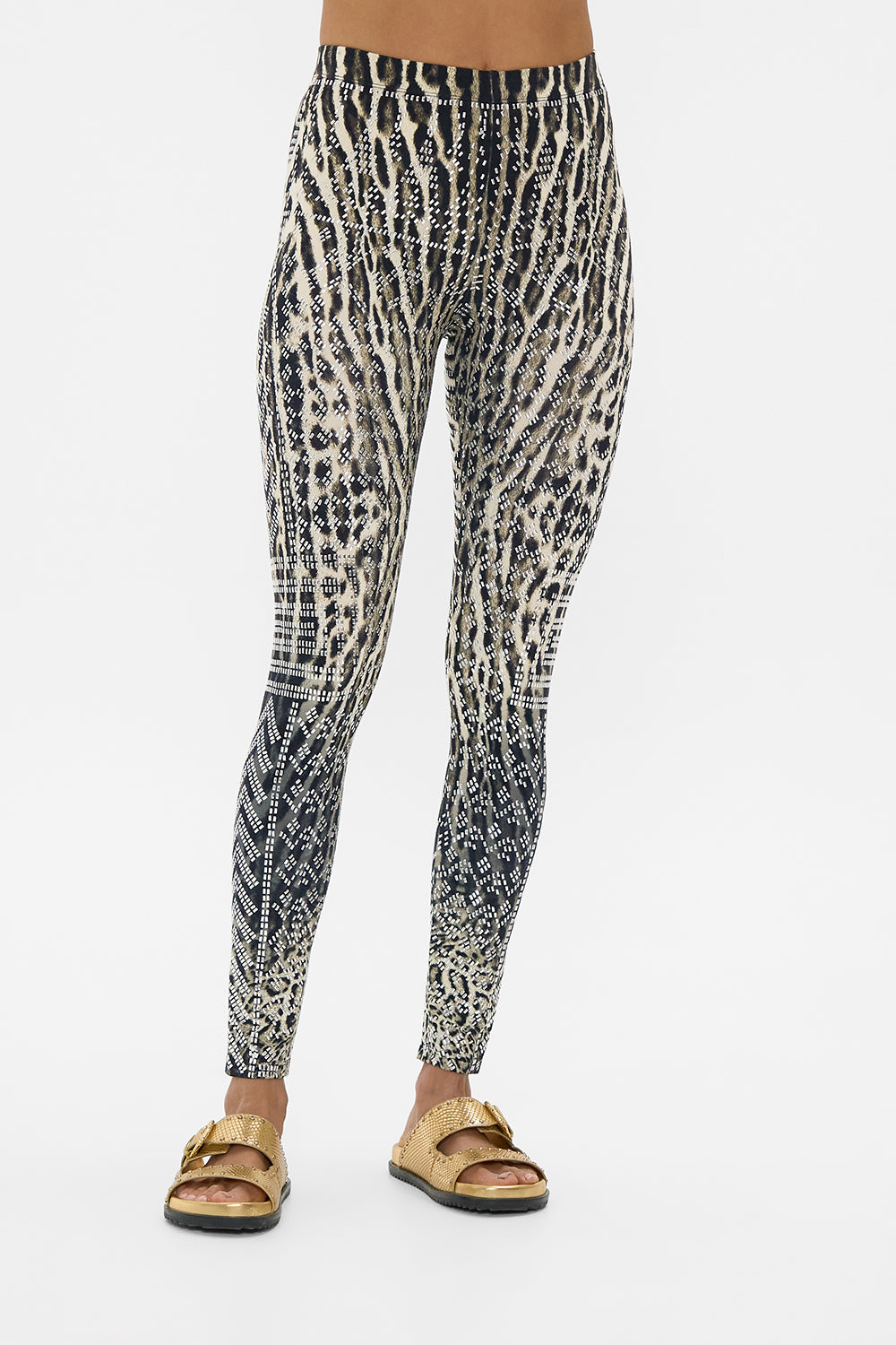 CAMILLA Hotfix Leggings in Cat Worship print. 