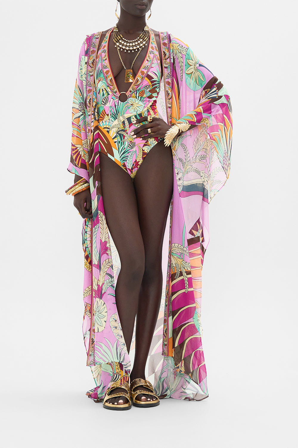 CAMILLA Oversized Robe in Giza Goddess print. 