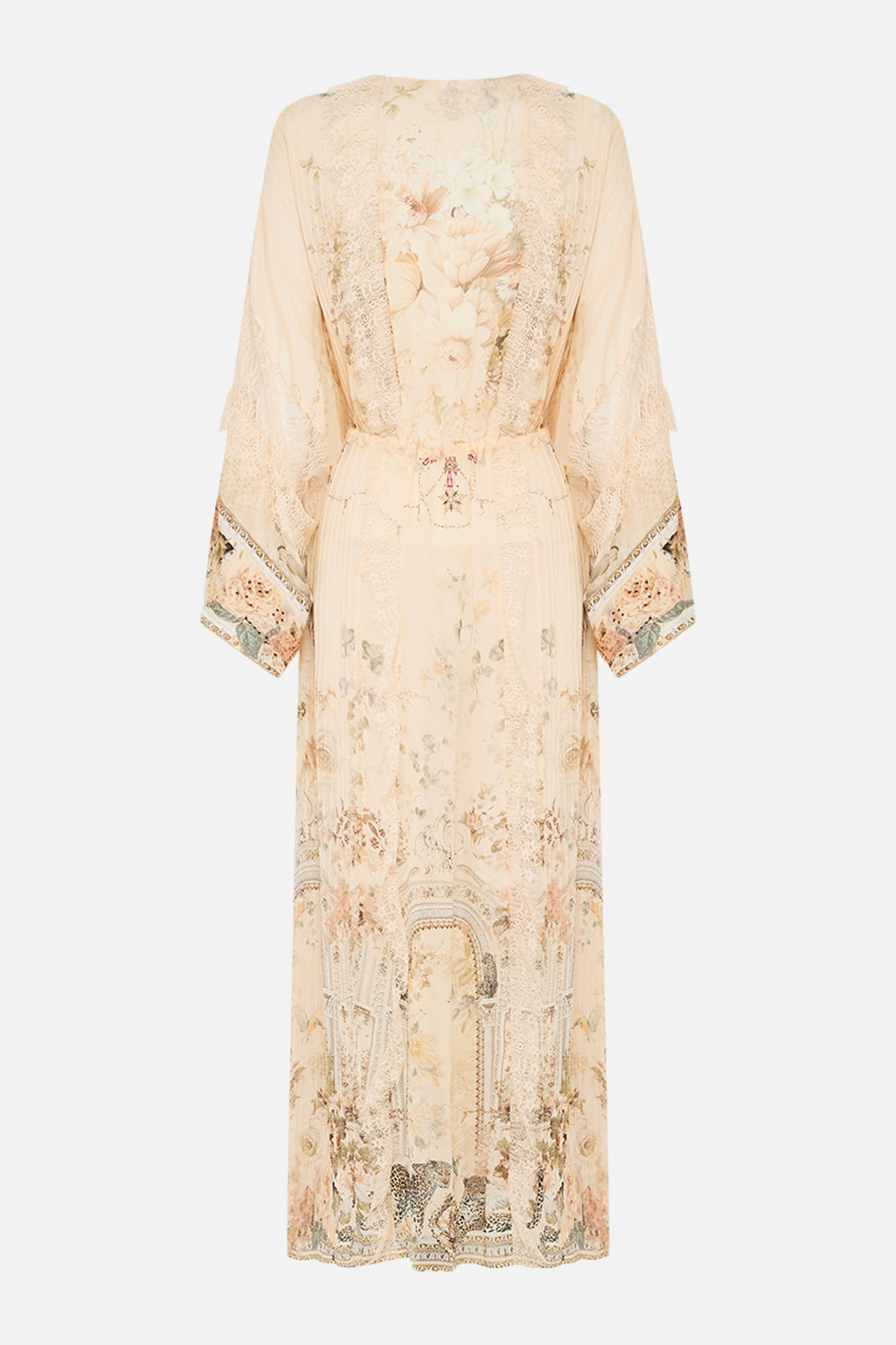 CAMILLA floral pintuck layer with lace detail in Adorned in Antiquity print. 