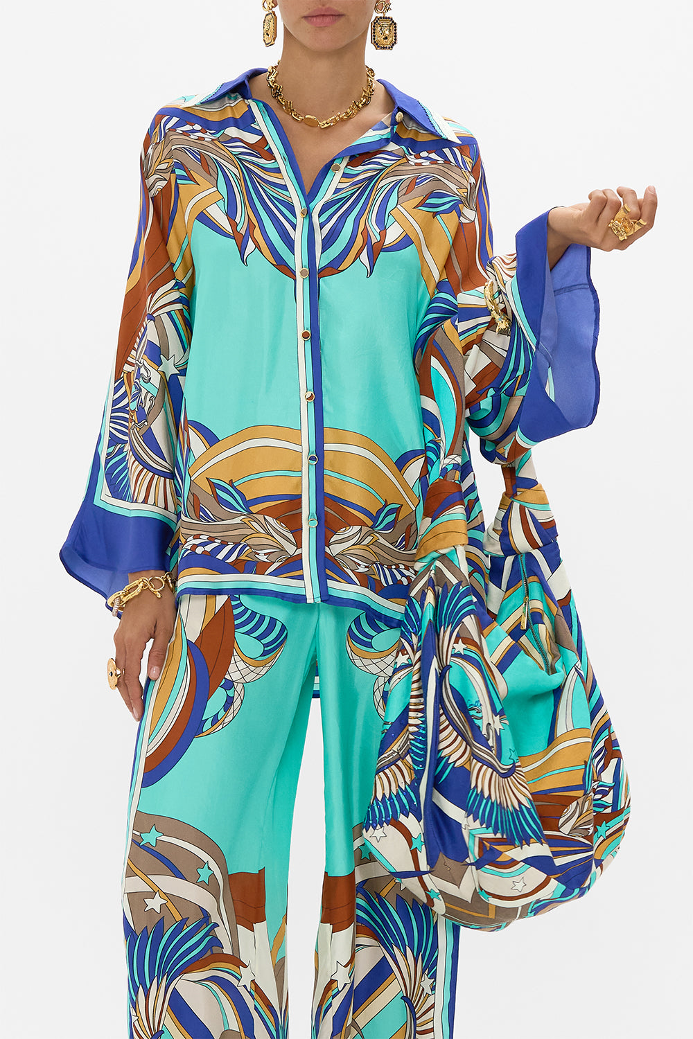 CAMILLA Slouch Shoulder Bag in Oasis Oracle print.