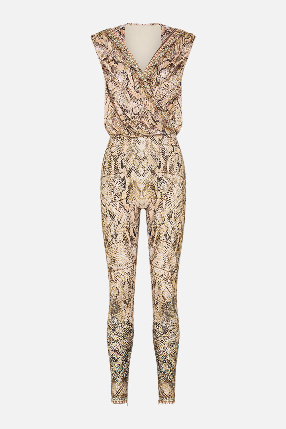 CAMILLA Hooded Sleeveless Catsuit in The Throne Room print
