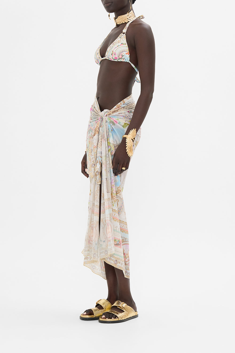 CAMILLA Floral Long Sarong in We Always Have Alexandria Print. 