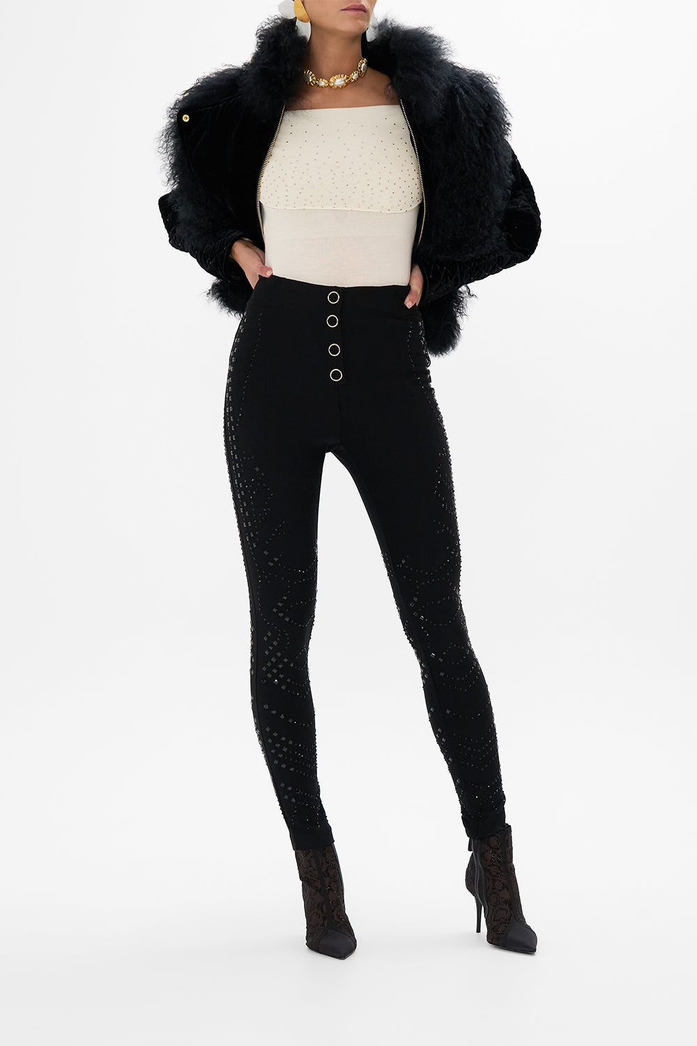 CAMILLA multi Off Shoulder Knit Top in Etched into Eternity print