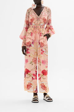 CAMILLA floral Straight Leg Pant in Blossoms and Brushstrokes
