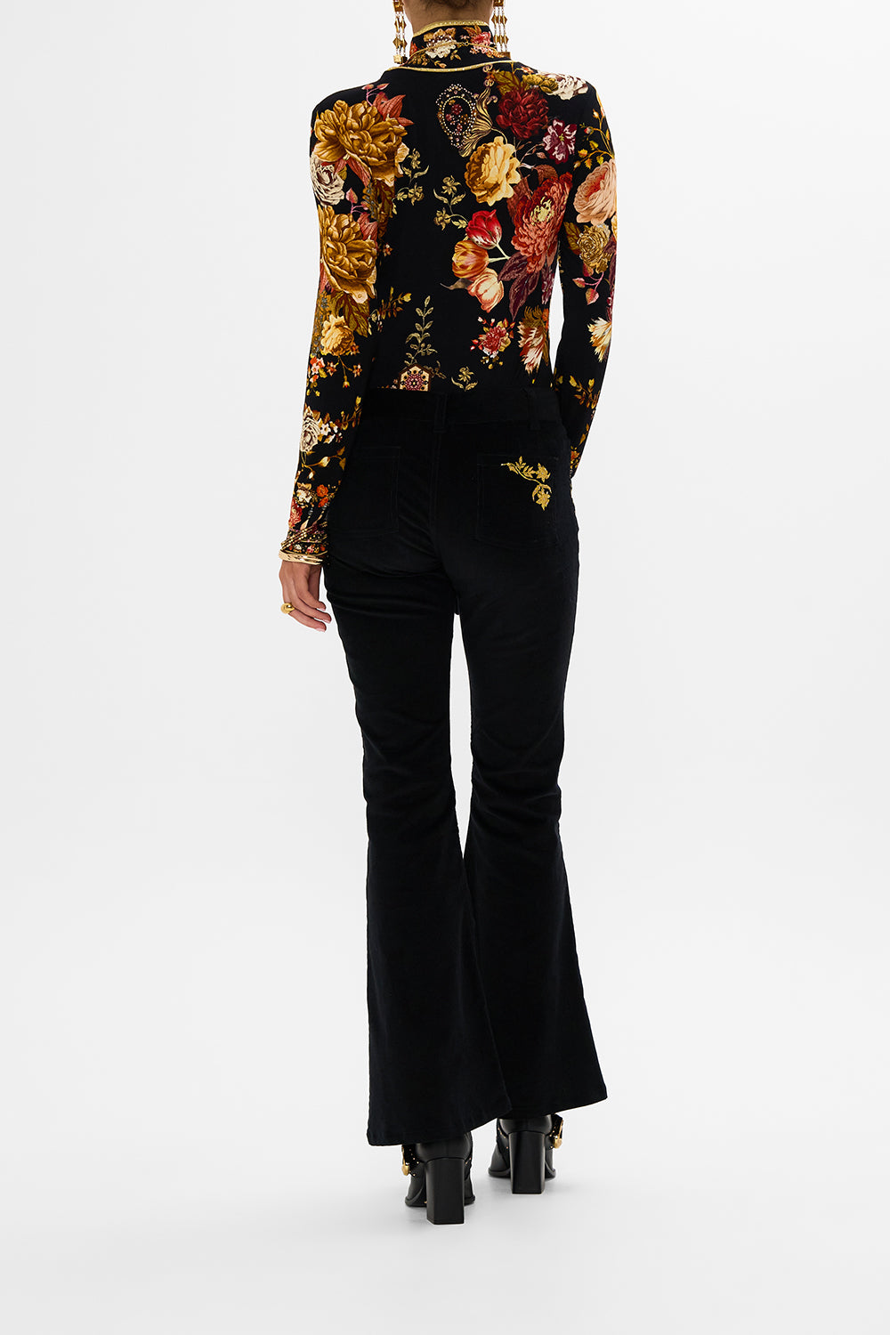 CAMILLA floral jersey turtleneck in Stitched In Time print.
