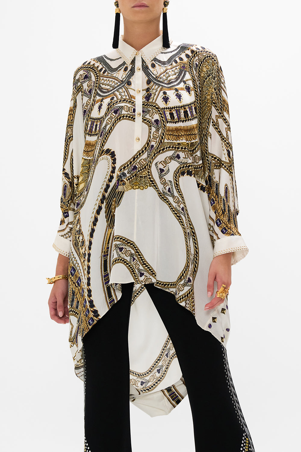 BUTTON UP TOP WITH DRAPED BACK GODDESS ENERGY