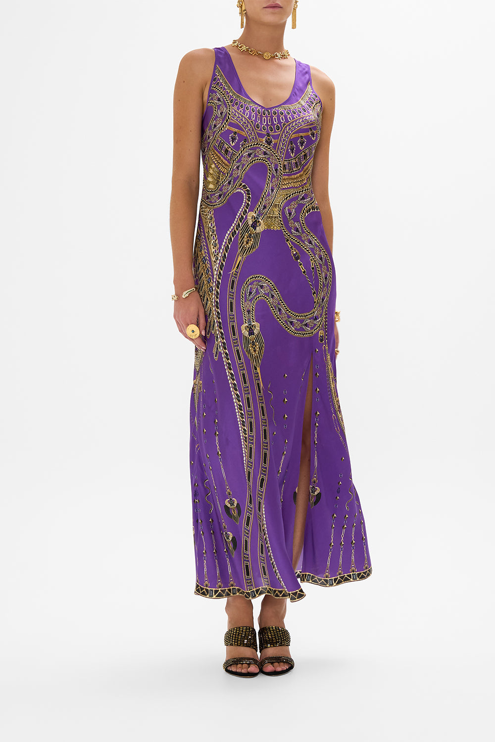 CAMILLA Bias Cut Tank Dress in Luxorland Lady print