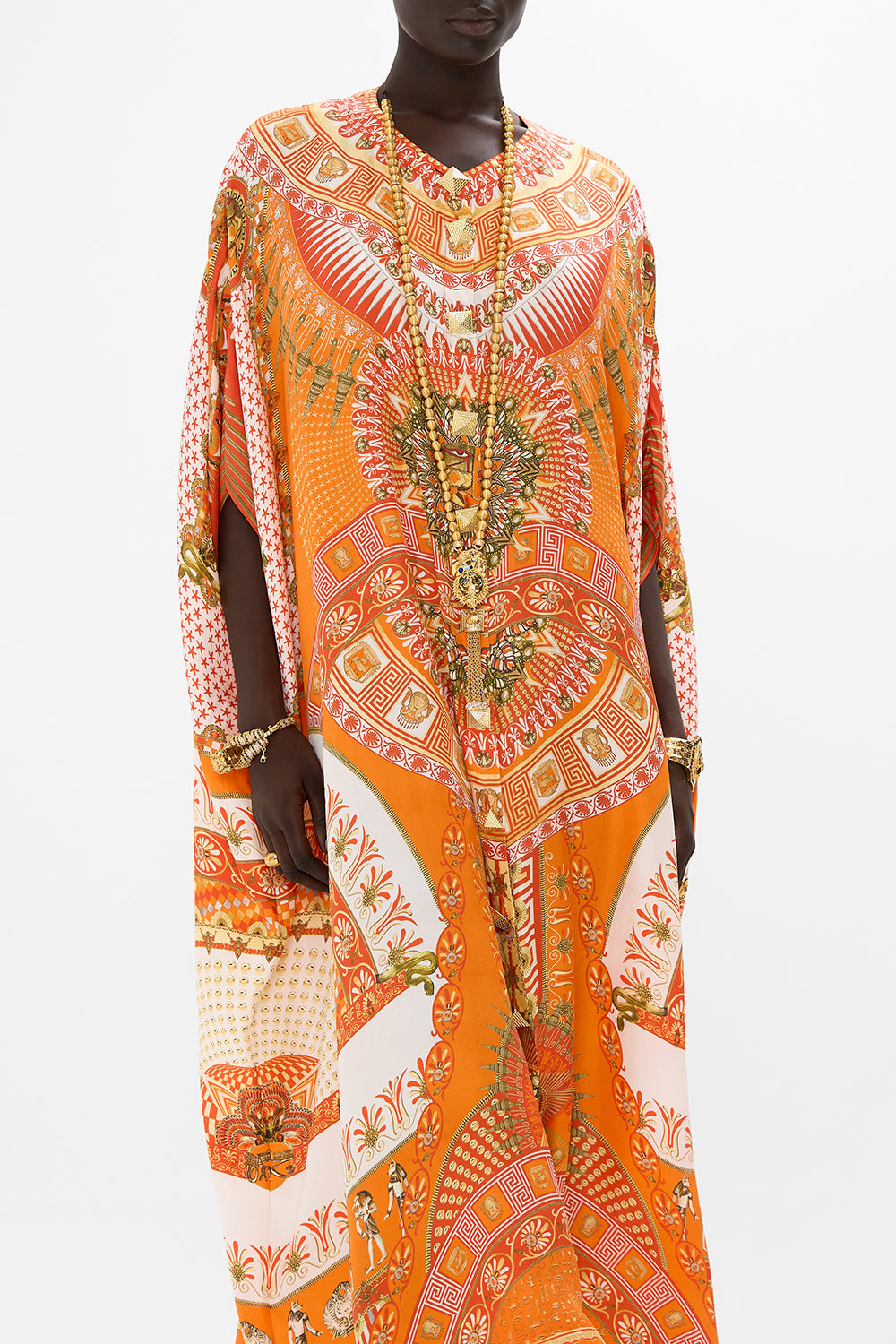 CAMILLA Button Through Batwing Kaftan in The Obelisk Gate Print.