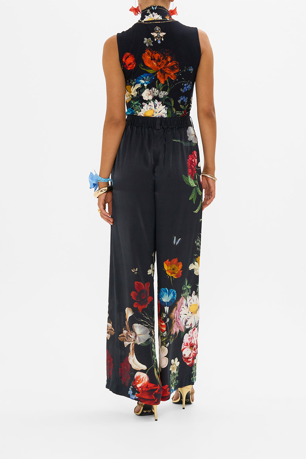 CAMILLA black floral print turtleneck in A Still Life print