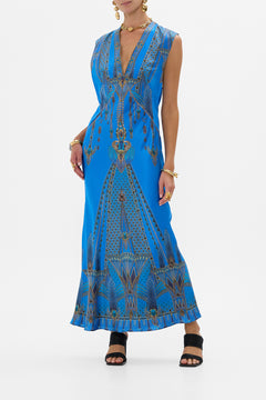 CAMILLA Extended Shoulder Dress With T Back in Archival Revival print