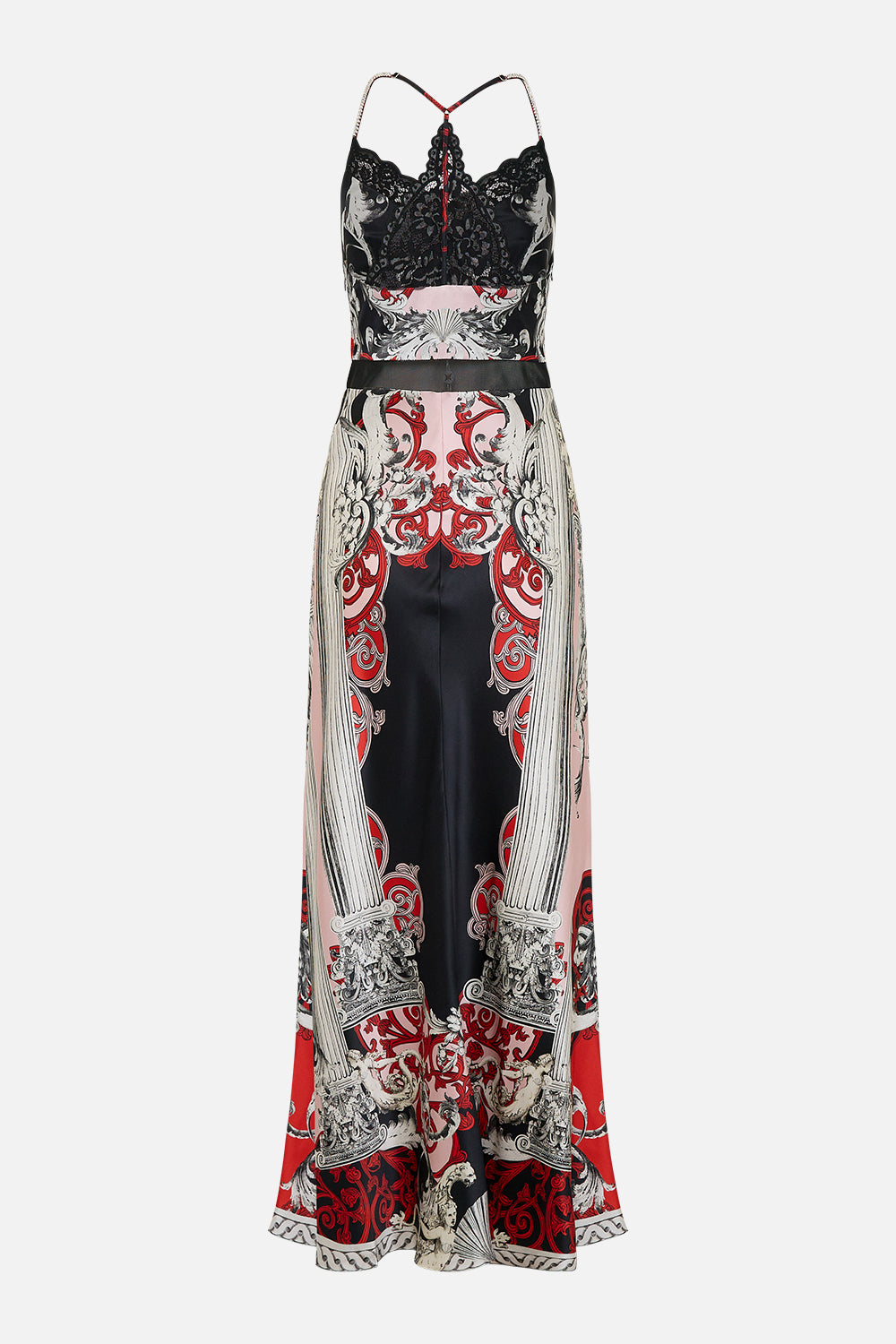 LACE SPLICE BIAS LONG DRESS MARK OF MEDUSA