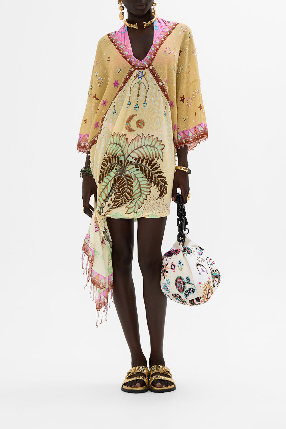 KNOT TRIMMED KAFTAN ASWAN ABSTRACT