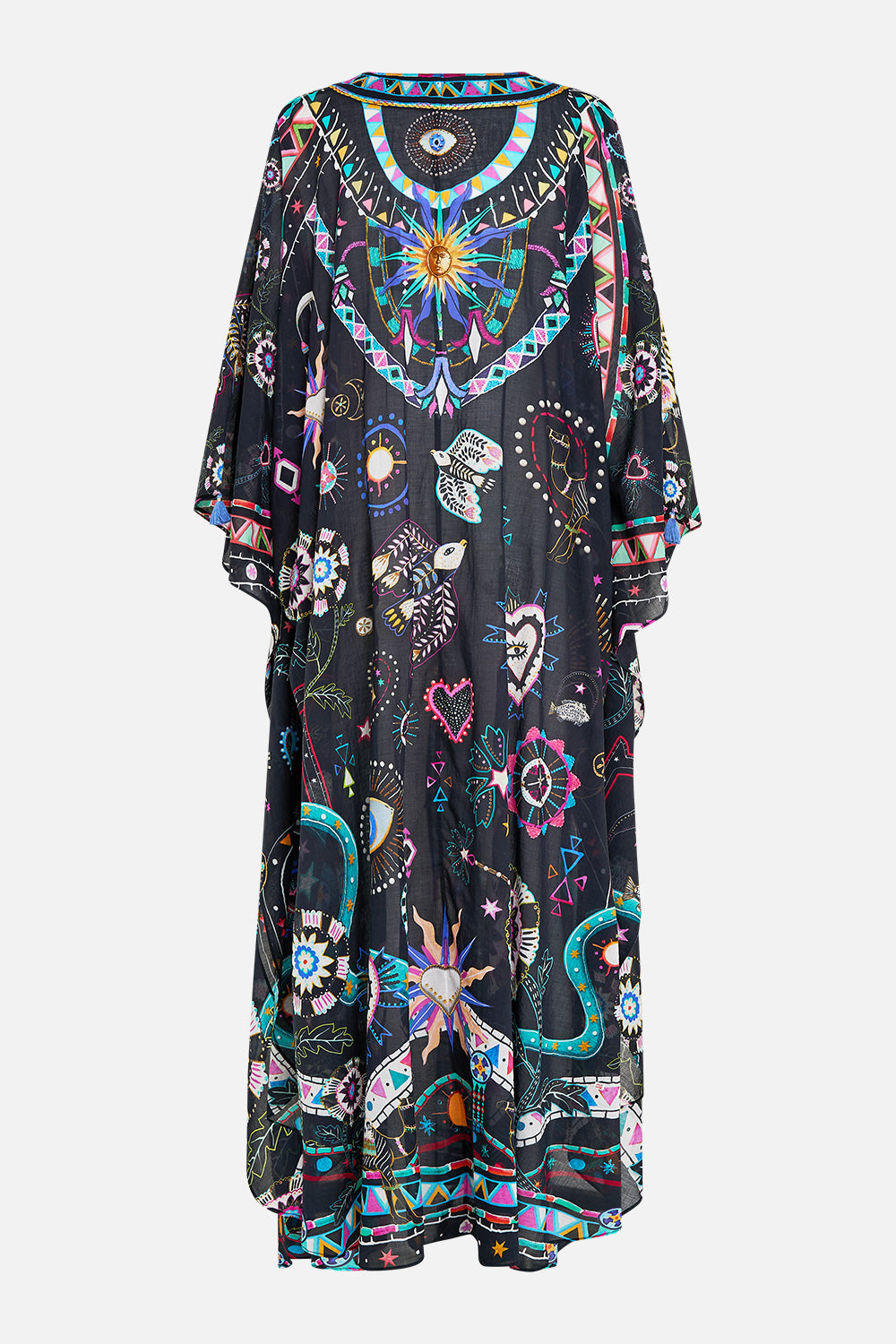 h3 product b3 V NECK KAFTAN WITH FRONT WELT POCKETS NUBIAN NIGHTS hello oversized long kids-waistcoats 