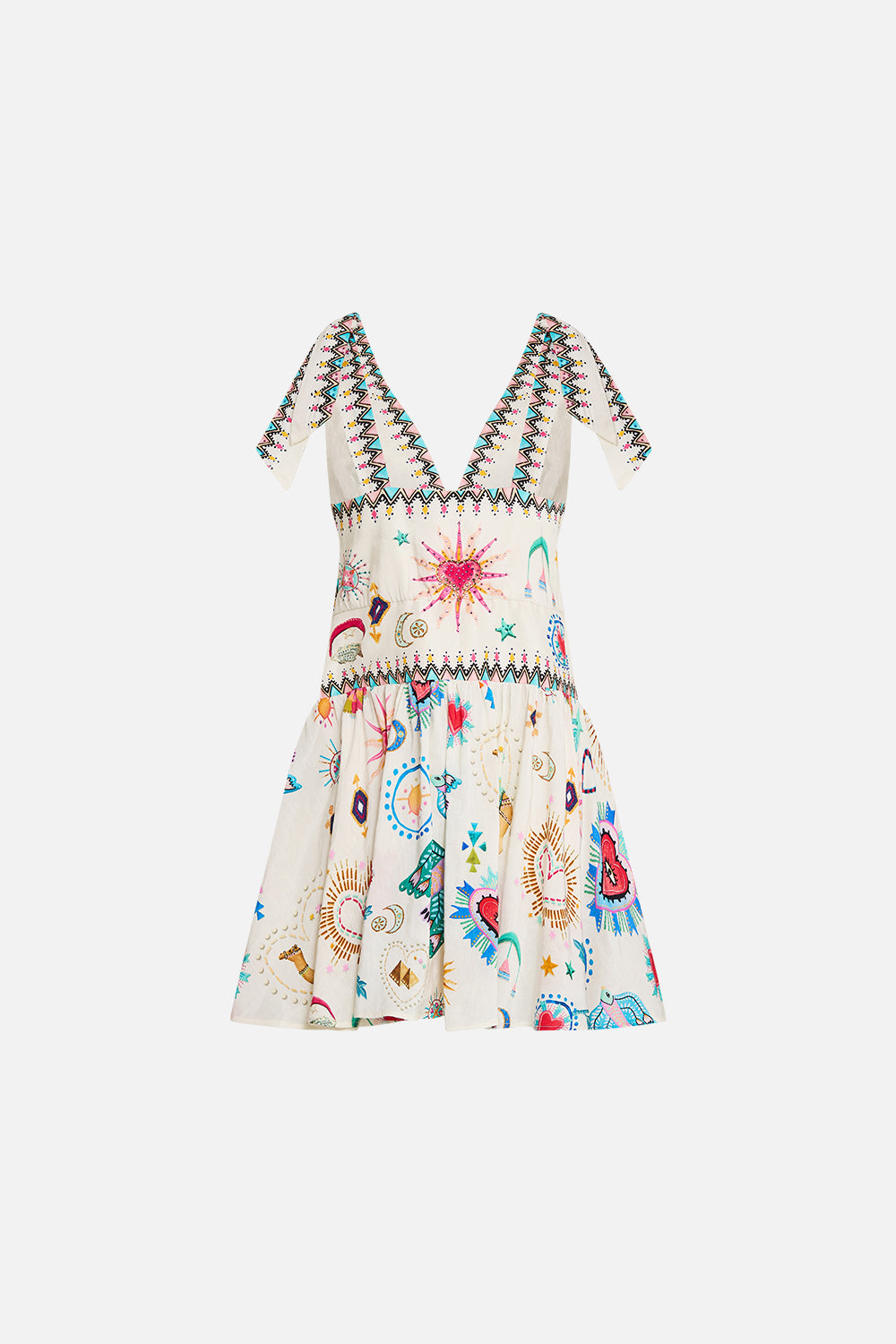 TIE SHOULDER SHORT DRESS LIVING IN COLOUR