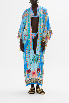 CAMILLA Kimono Layer With Collar in A Painted Village print