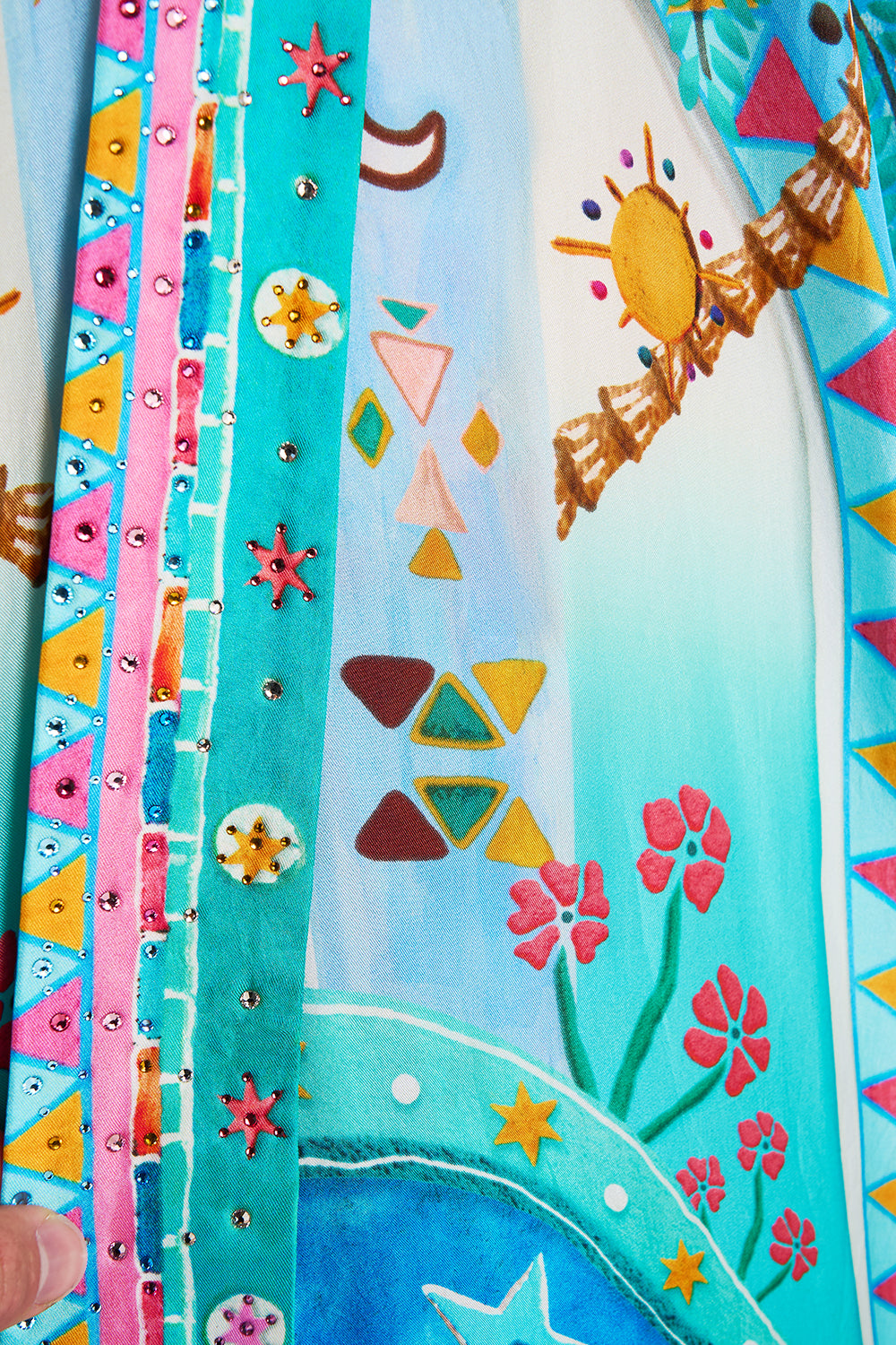 KIMONO LAYER WITH COLLAR A PAINTED VILLAGE