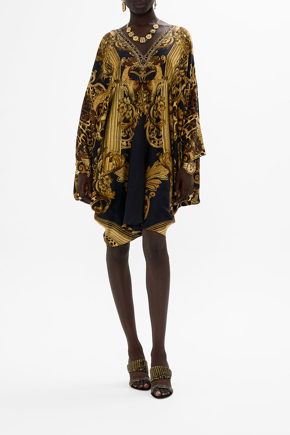 CAMILLA T Shape Short Kaftan in Era Of Empires print