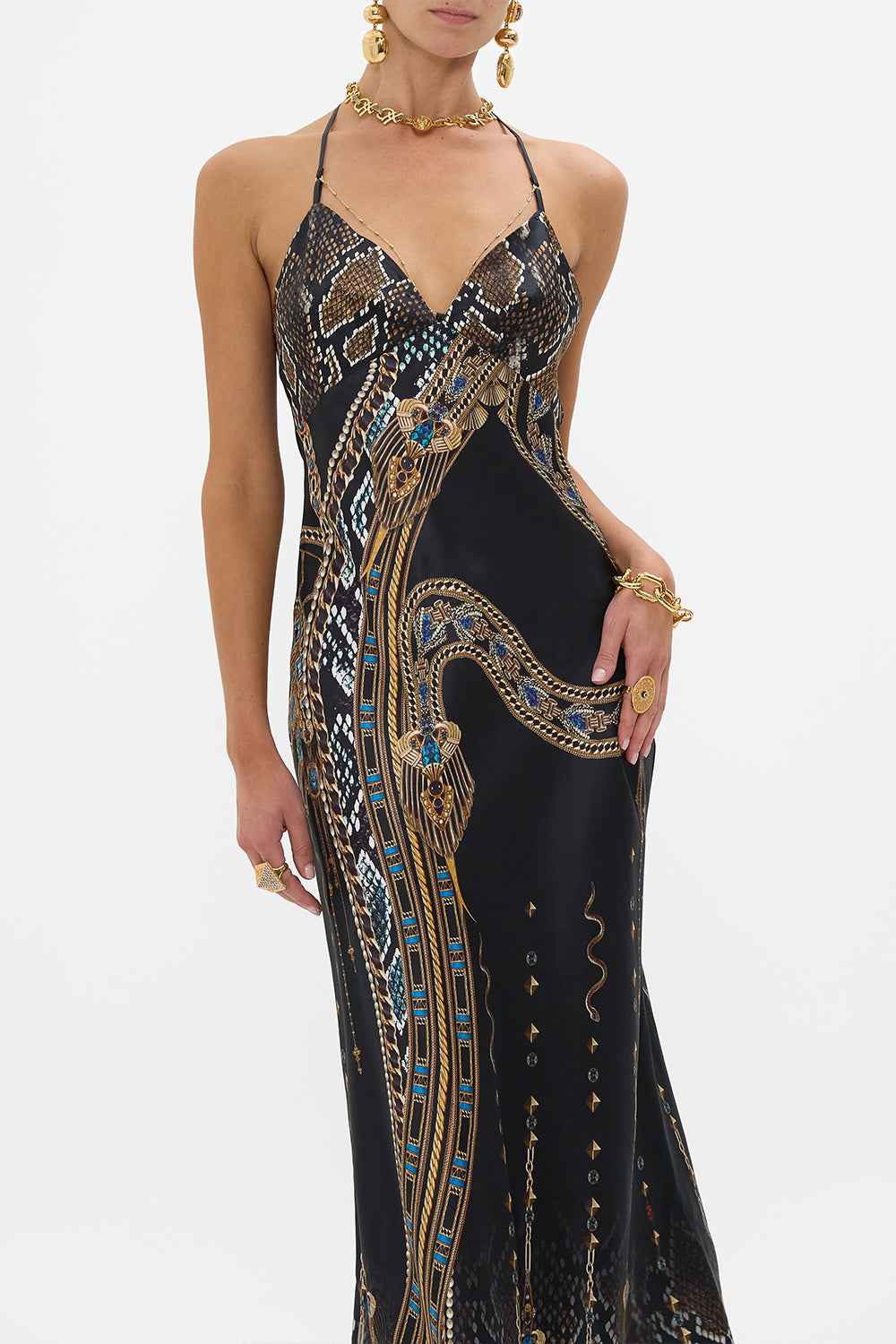 CHAIN DETAIL SLIP DRESS CALL ME CLEOPATRA