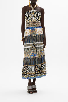 CAMILLA Draped Jersey Halter Top in Make Me Your Mosaic Print