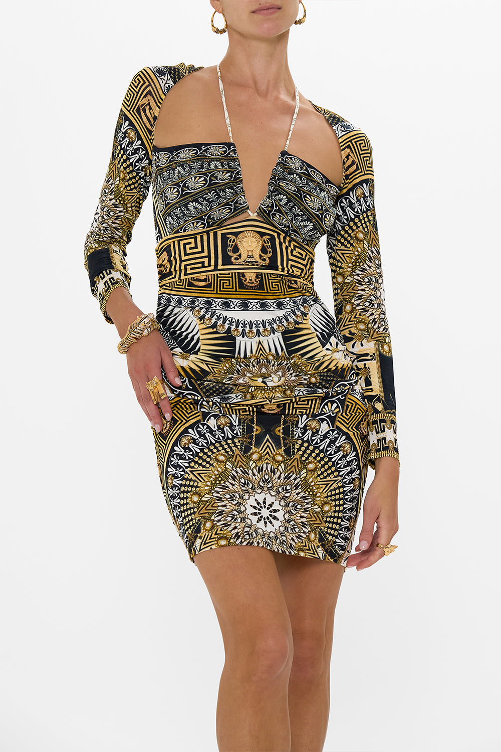 SHORT CUT OUT JERSEY HALTER NECK DRESS TEMPLES OF DENDARA